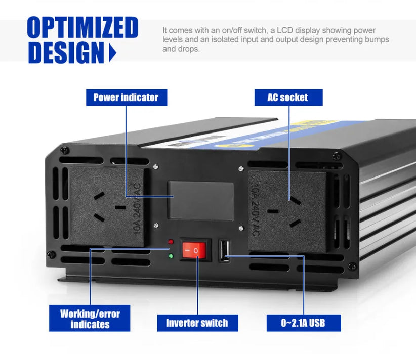 Atem Power 12V to 240V 3000W/6000W Pure Sine Wave Power Inverter - Power Inverter