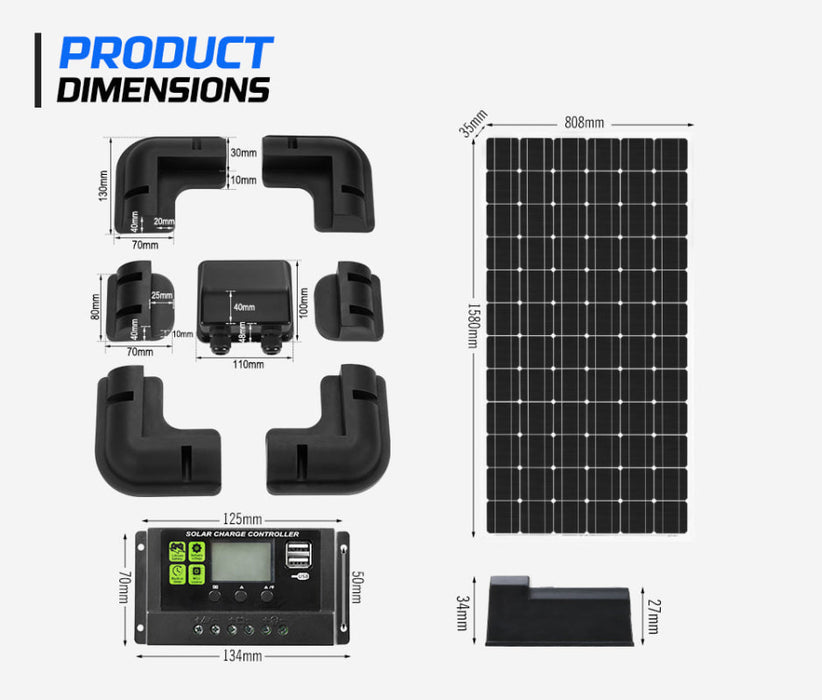 Atem Power 12V Mono Solar Panel Kit - Rooftop Solar Panels