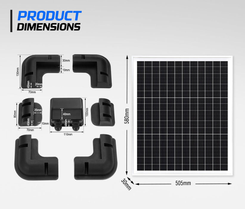 Atem Power 12V Mono Solar Panel Kit - Rooftop Solar Panels