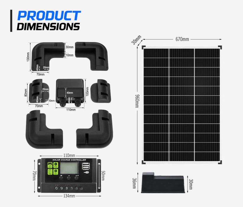 Atem Power 12V Mono Solar Panel Kit - Rooftop Solar Panels