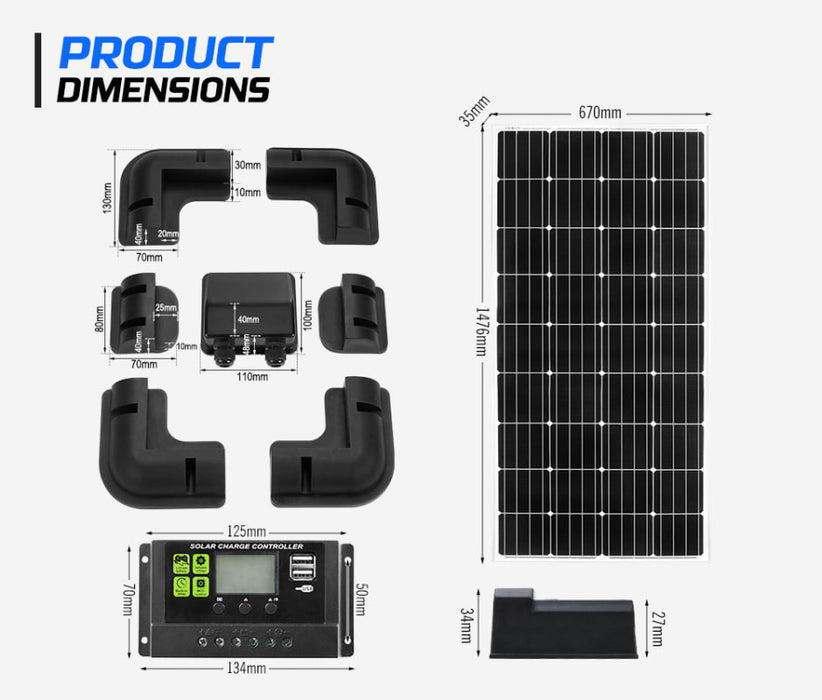 Atem Power 12V Mono Solar Panel Kit - Rooftop Solar Panels