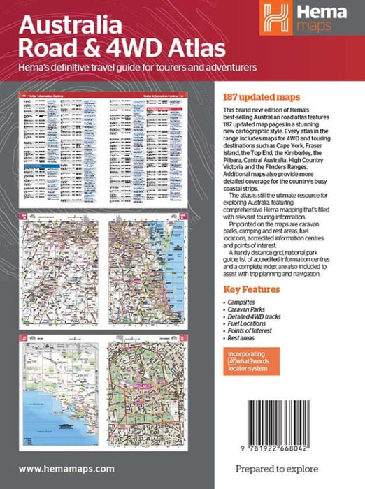 Australia Road and 4WD Handy Atlas book cover showcasing maps and product details