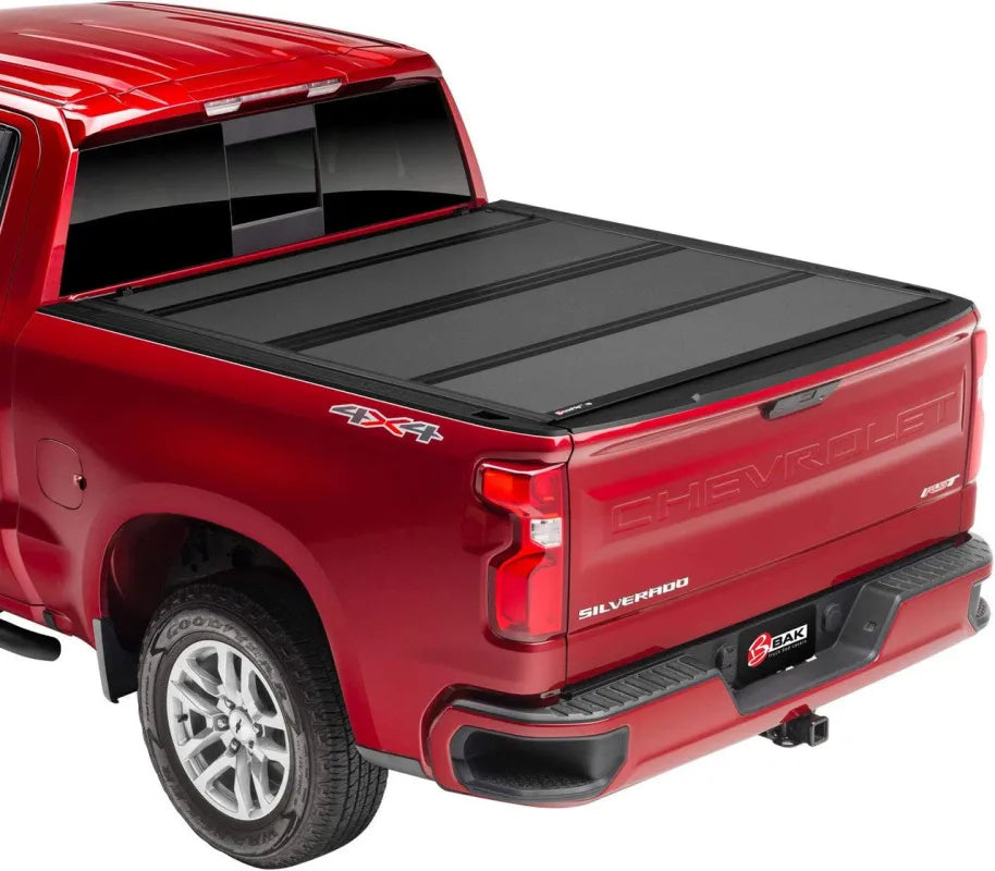 BAK Industries Bakflip MX4 Hard Folding Tonneau Cover for Chevrolet / Ford / Jeep / Ram - Chevrolet Silverado 1500 Crew cab (5’10) - Tonneau