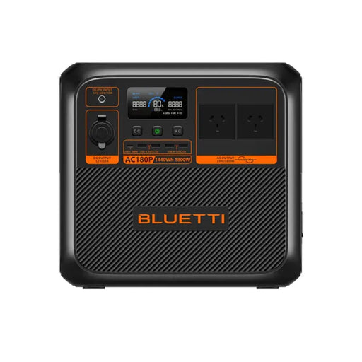 Bluetti AC180P Solar Portable Power Station in orange and black with brand logo