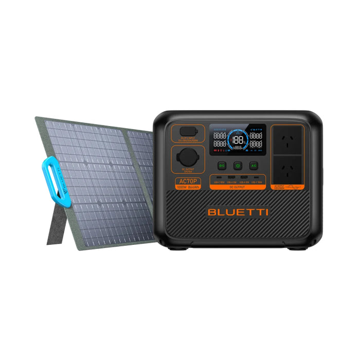 Bluetti AC70P Portable Power Station with solar panel for efficient energy solutions