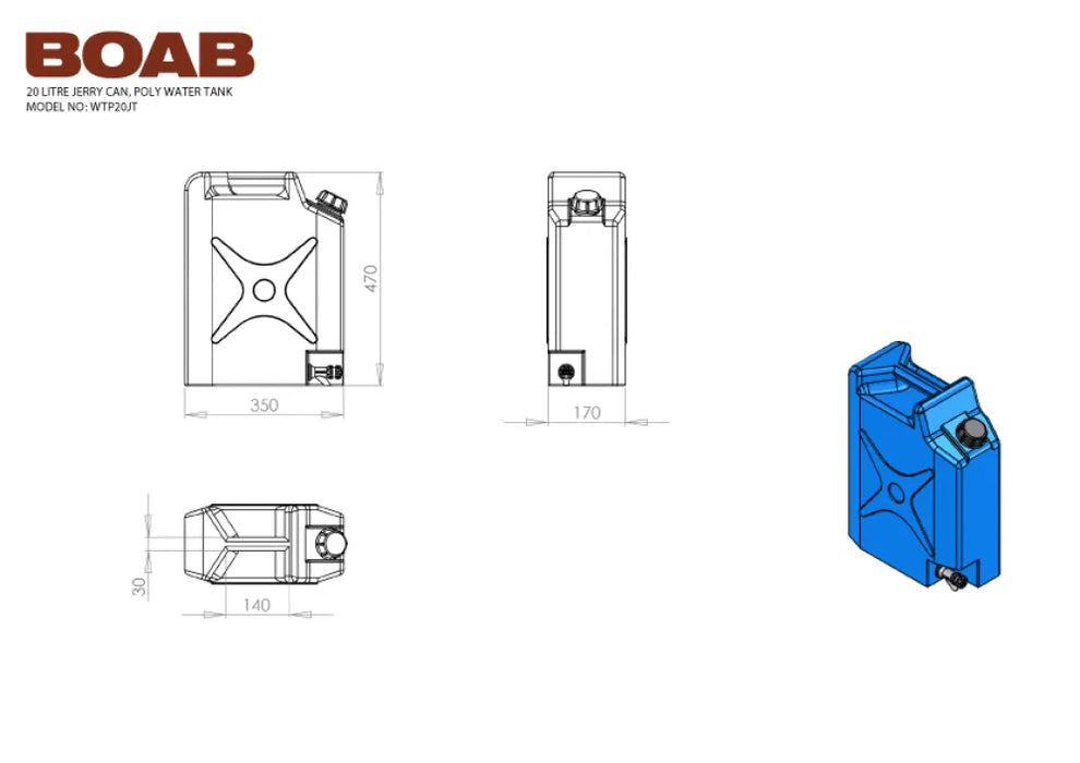 Boab Poly Jerry Can with Tap | 20 Litre - Water Tank