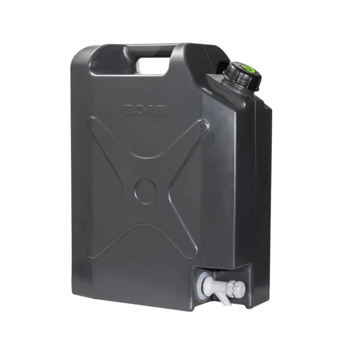 Gray plastic Boab Poly Jerry Can with Tap, robust 20L jerry for ideal water storage