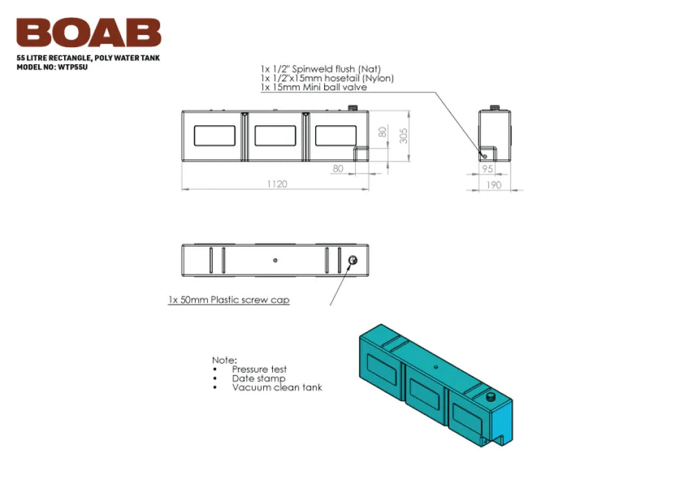 Boab Poly Water Tank Ute Mount | 55 Litre - Water Tank