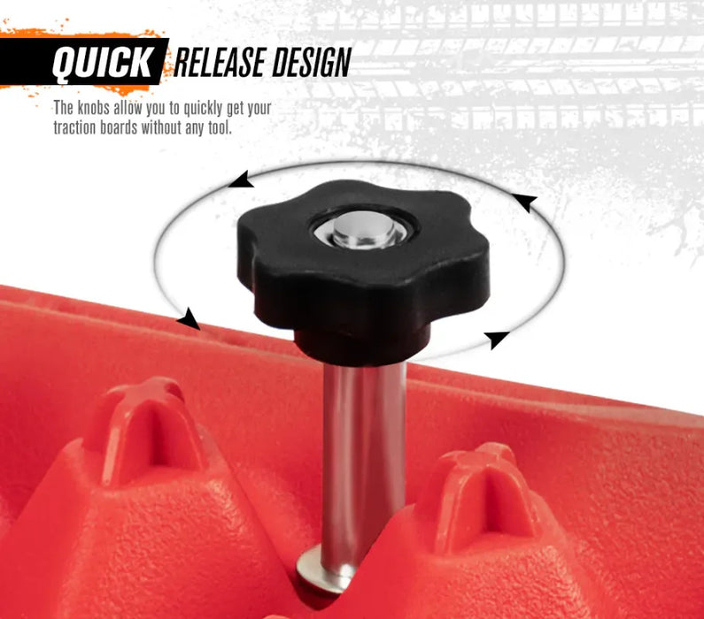 Quick-release knob on a metal shaft for Bunker Indust Recovery Tracks mounting kit