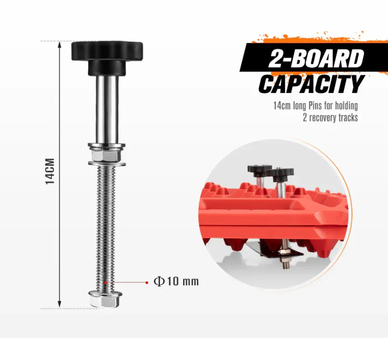 Threaded metal bolt with plastic knob for Bunker Indust Recovery Tracks mounting kit