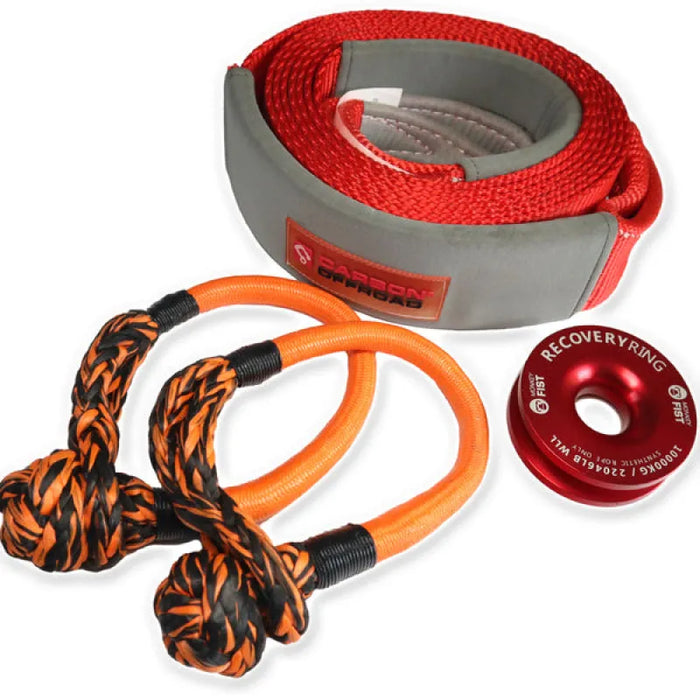 Carbon Offroad Tree Trunk Protector Soft Shackles and Recovery Ring Bundle - Recovery Gear Bundles