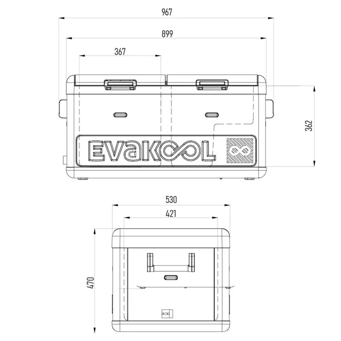 EvaKool 95L Down Under Series II Dual Zone Fridge Freezer - Fridge/Freezer