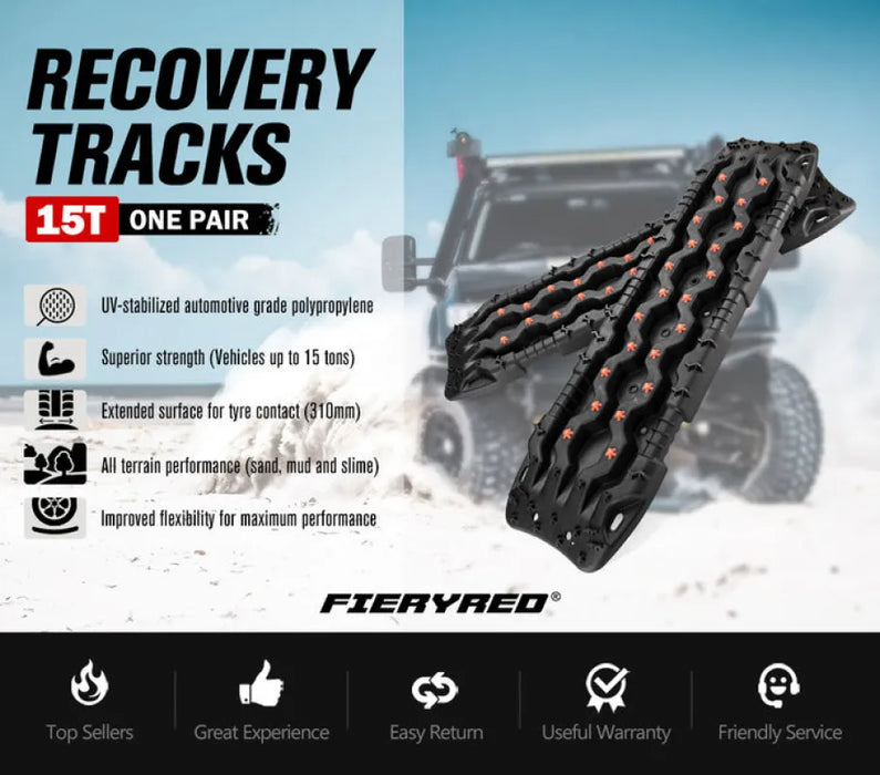 FieryRed 15T Recovery Boards | 1135mm | Red/Black - Recovery Tracks