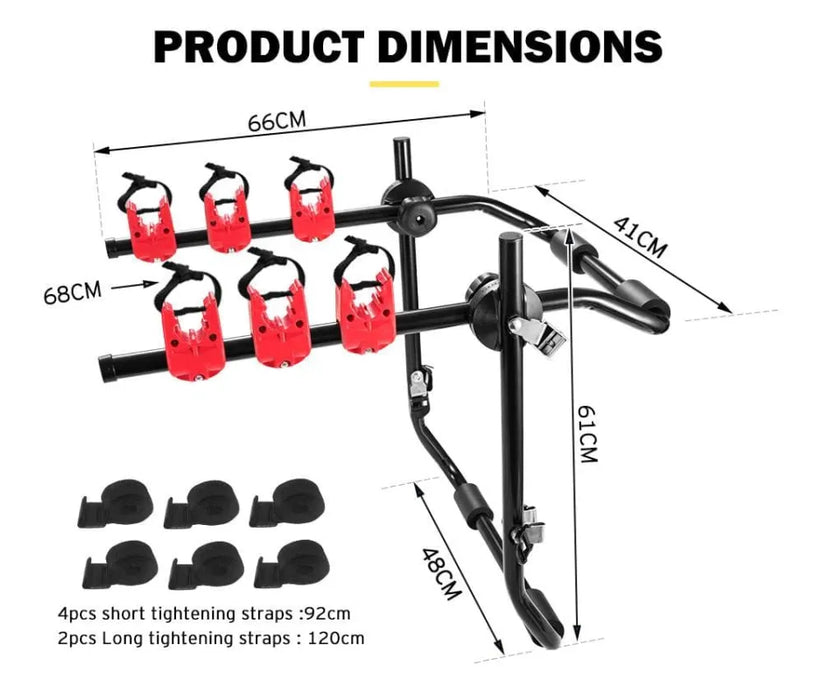 FieryRed 3 Bike Rack Foldable Bicycle Carrier - Bike Carrier