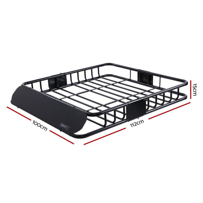 Giantz Universal Roof Rack Basket | Car Luggage Carrier Steel Vehicle Cargo | 112 CM - Roof Racks