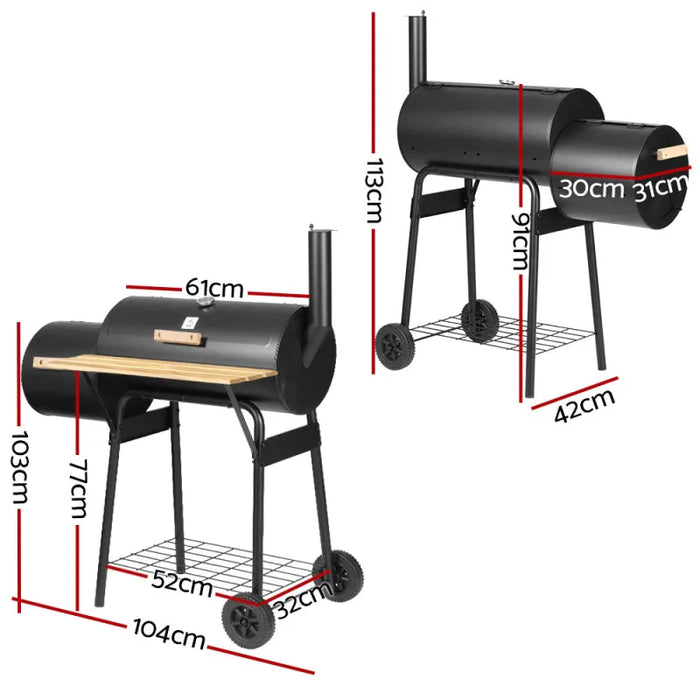 Grillz 2-In-1 Offset BBQ Grill and Charcoal Smoker