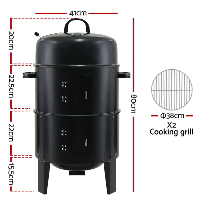 Grillz 3-In-1 BBQ Charcoal Smoker