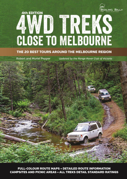 Book cover for Hema 4WD Treks Close to Melbourne showcasing off-road vehicles