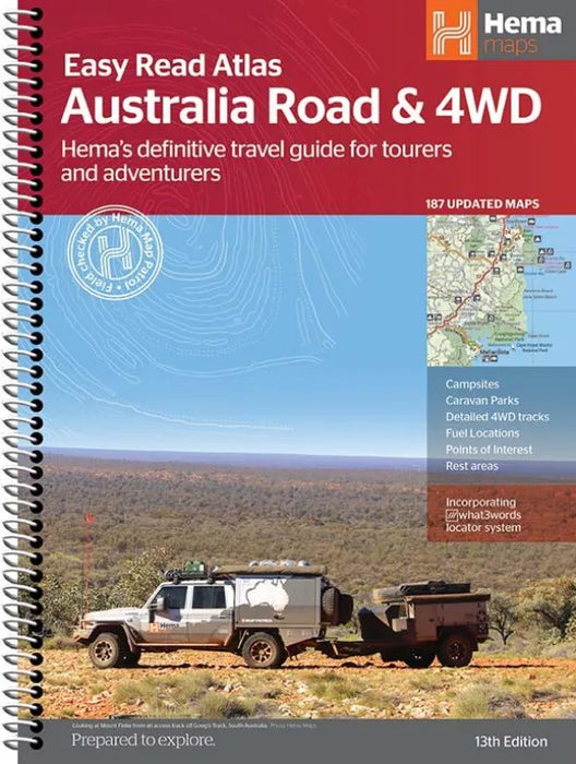 Hema Australia Road and 4WD Easy Read Atlas for outback adventures and travel