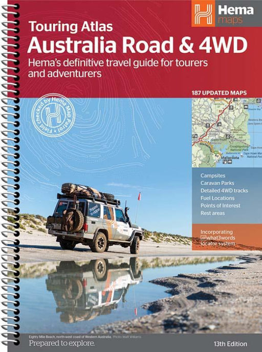 4WD Touring Atlas of Australia featuring off-road vehicle on beach, ideal for 4WD touring