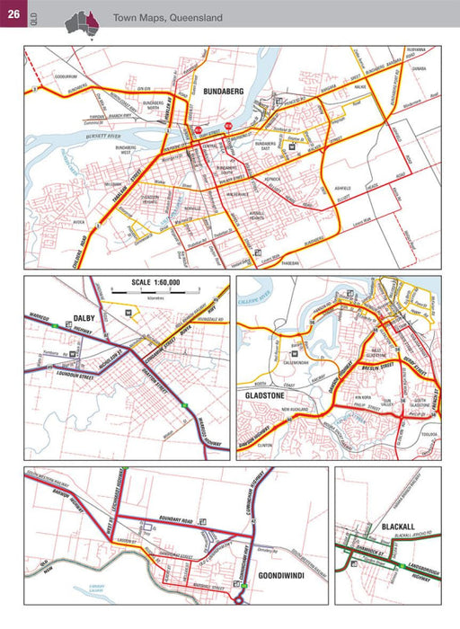 Map of Toowoomba, Queensland, featuring city layout and detailed inset maps for travelers