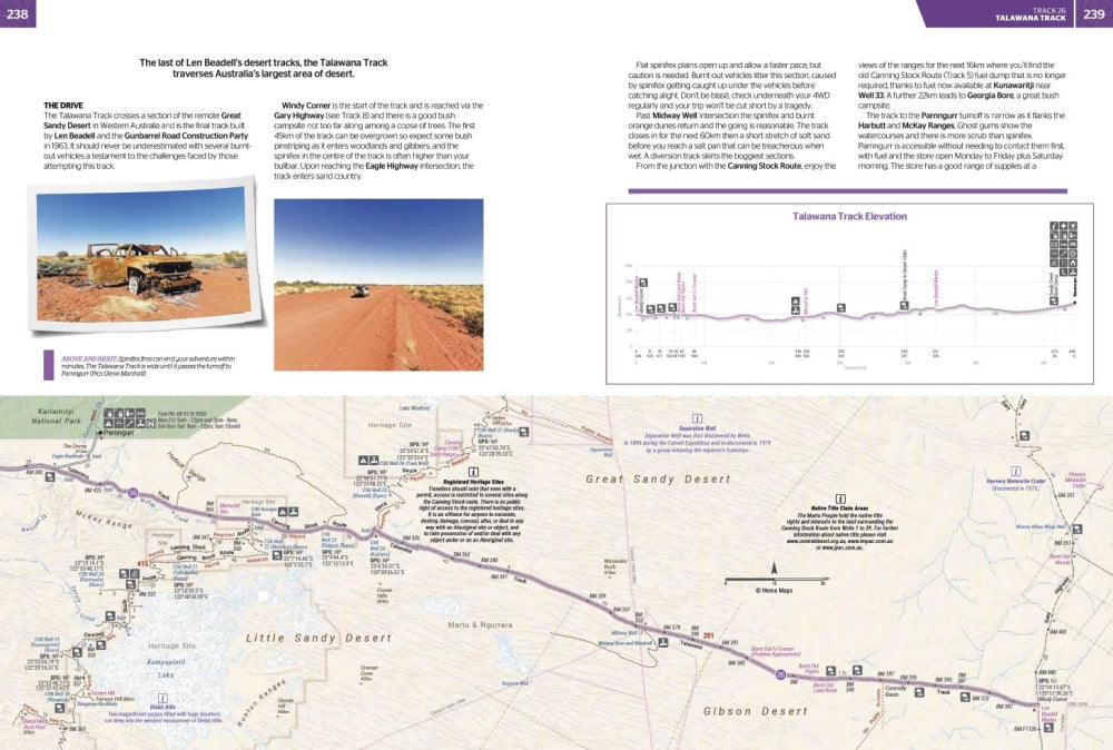 Map and infographic of Stuart Highway in Hema Maps Great Desert Tracks Atlas and Guide