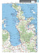 Map of Auckland and Coromandel regions in New Zealand Handy Atlas showing topography and roads