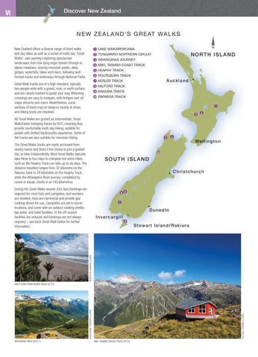 Map of New Zealand’s Great Walks in Hema New Zealand Handy Atlas with scenic landscapes