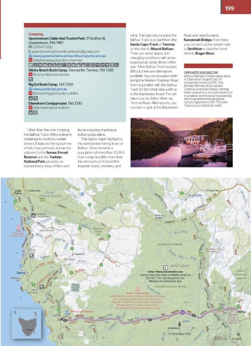 Map of the Lewis and Clark expedition route in Hema Tasmania Atlas for 4WD trips