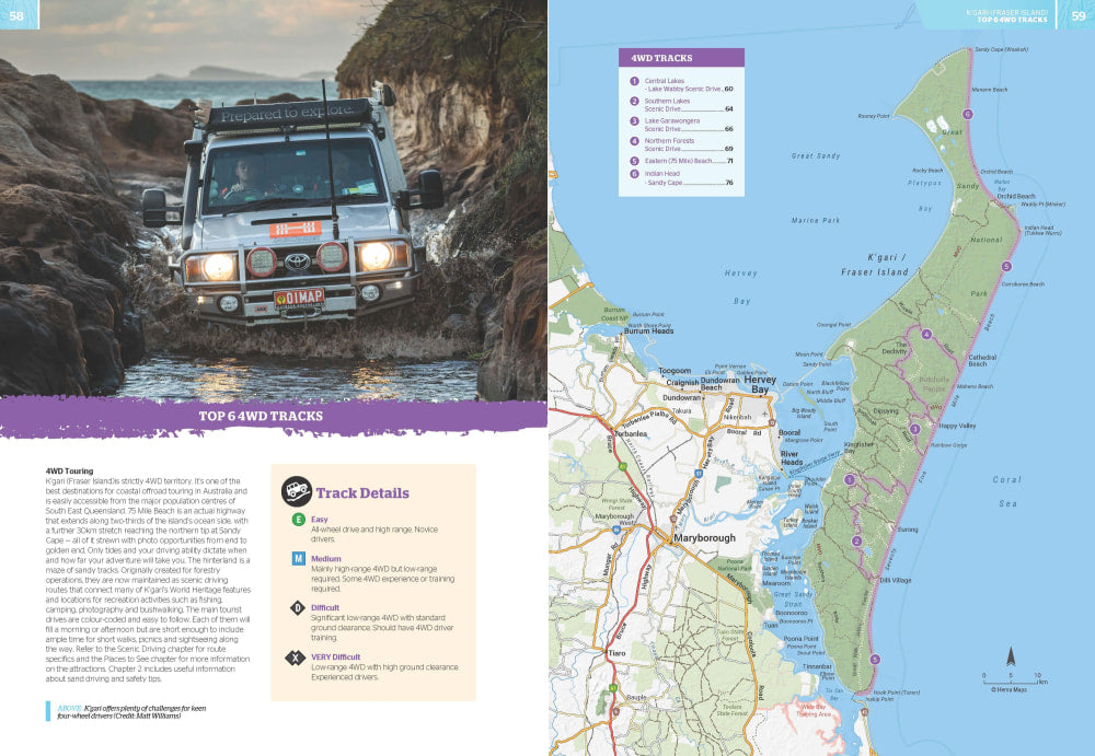 Map of New Zealand’s North Island with an off-road vehicle from the Brisbane Islands Atlas