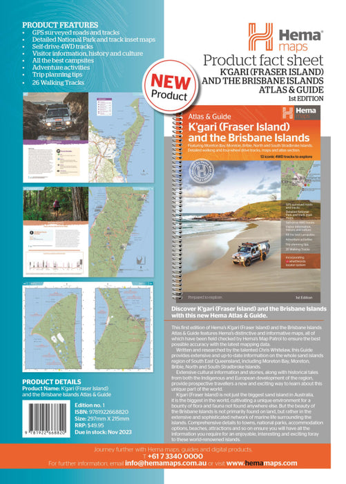 Product fact sheet for Hema Ultimate Guide to Fraser Island and Brisbane Islands Atlas