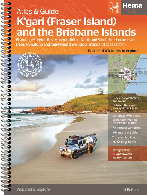 Spiral-bound Hema Ultimate Guide to K’gari and Brisbane Islands Atlas for explorers