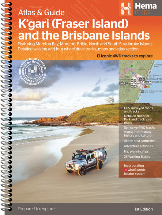 Spiral-bound Hema Ultimate Guide to K’gari and Brisbane Islands Atlas for explorers