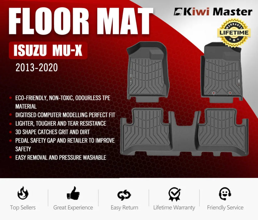 Kiwi Master 3D TPE Car Floor Mats for Isuzu MU-X 2013 - 2020 - Car Floor Mats