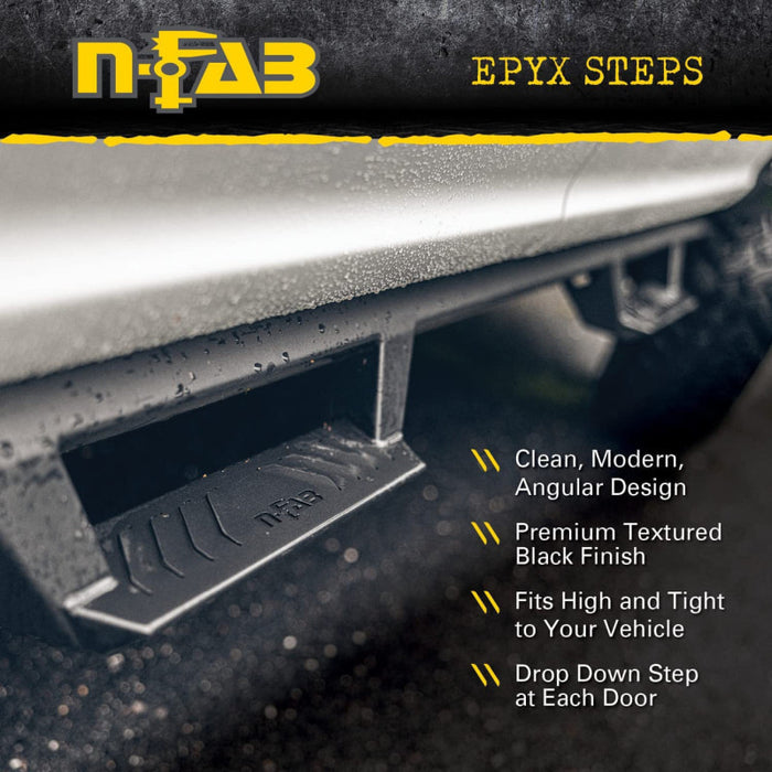 N-Fab EPYX Crew Cab Length Side Steps Black Nerf Steps for Ford F-150 - Sidesteps