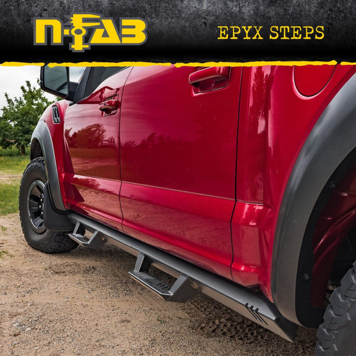 N-Fab EPYX Crew Cab Length Side Steps Black Nerf Steps for Ford F-150 - Sidesteps