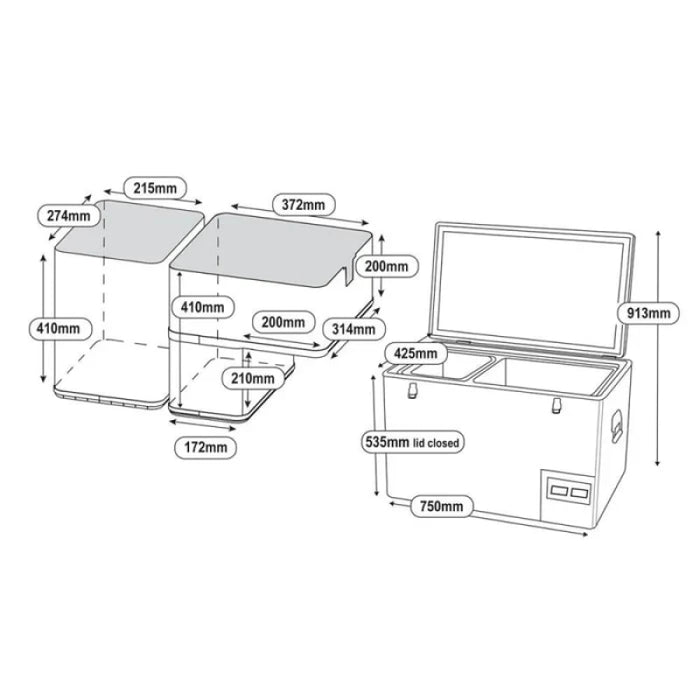 National Luna 60L Legacy Dual Zone Fridge Slide and Drag Chain Bundle - Fridge/Freezer