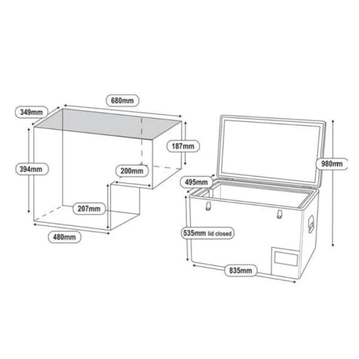 National Luna 80L Legacy Dual Zone Fridge Slide and Drag Chain Bundle - Fridge/Freezer