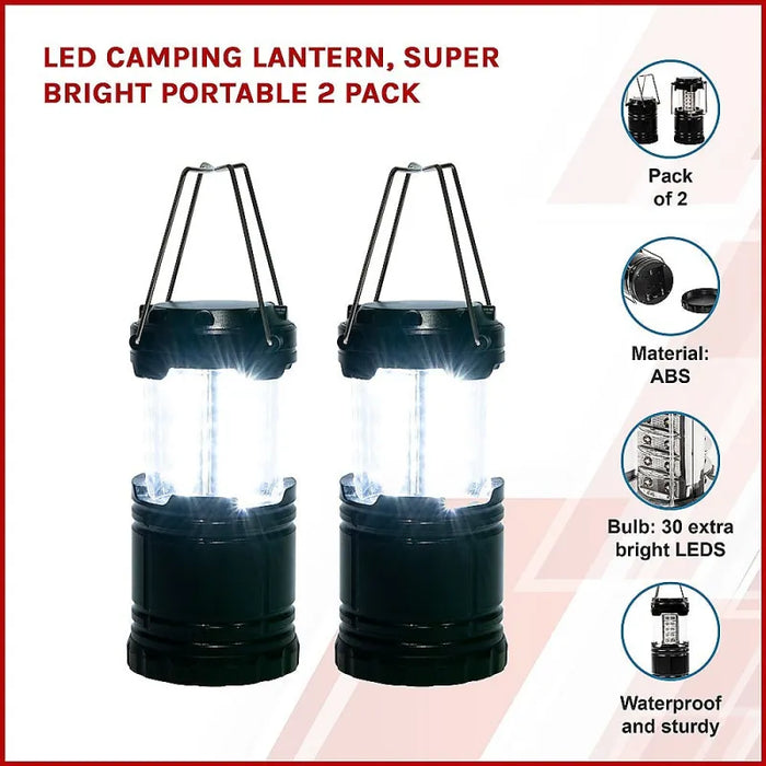 LED Camping Lantern Super Bright Portable 2 Pack - Lamps