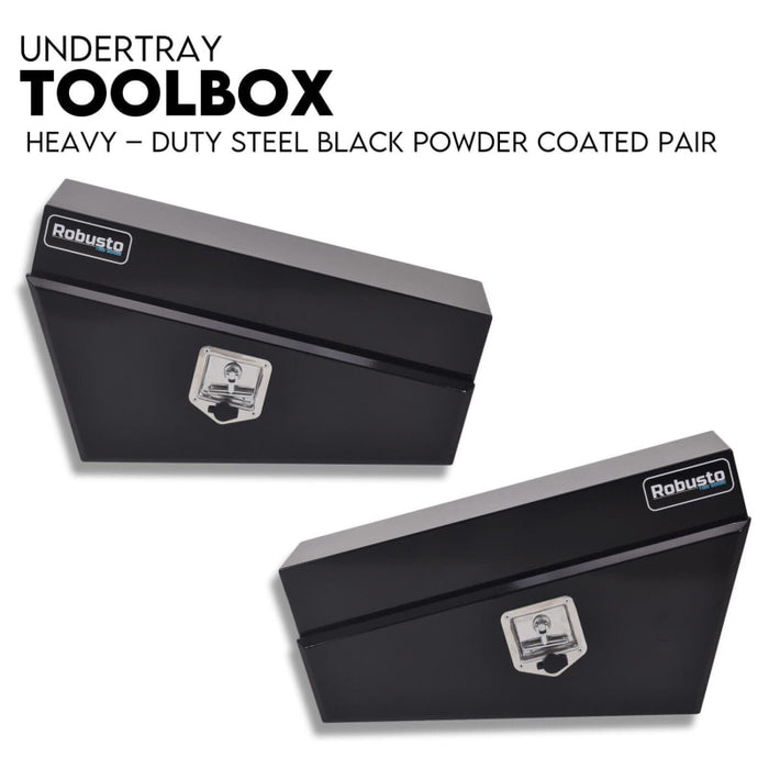 Under Tray Tool Box Underbody Pair Set 750mm Black Steel - Outdoor > Others