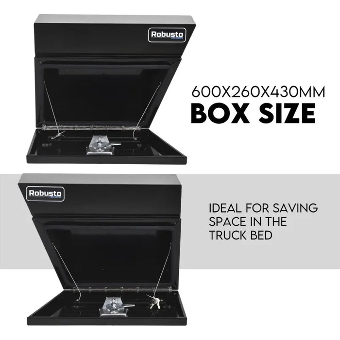 Under Tray Tool Box Underbody Pair Set 600mm Black Aluminium - Tools > Tools Storage