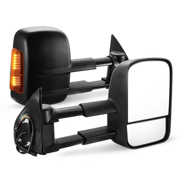 San Hima Extendable Towing Mirrors for Toyota Hilux 2005-2015 with Indicators - Black - Towing Mirrors