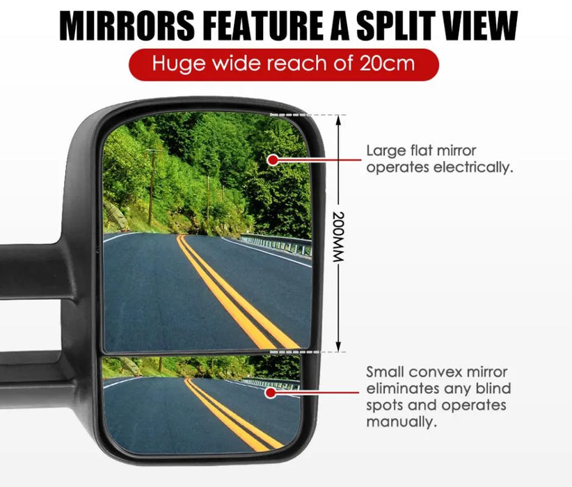 San Hima Extendable Towing Mirrors for Toyota Prado 120 Series Wagon 2003 - 2009 - Towing Mirrors