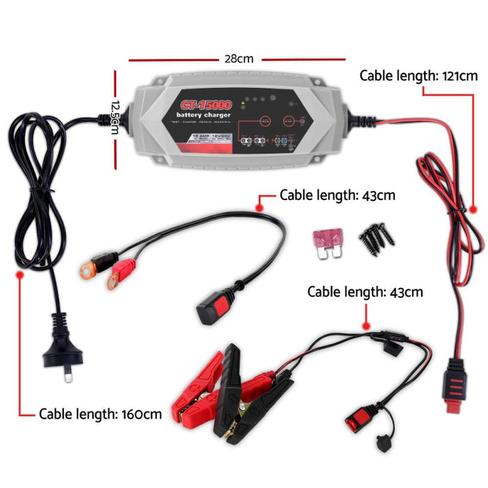 15A 12V/24V Automatic SLA AGM Smart Battery Charger - Battery Accessories