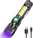 7 Modes Waterproof Rechargeable UV Light Flashlight Torch for Camping - Torches