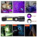 7 Modes Waterproof Rechargeable UV Light Flashlight Torch for Camping - Torches