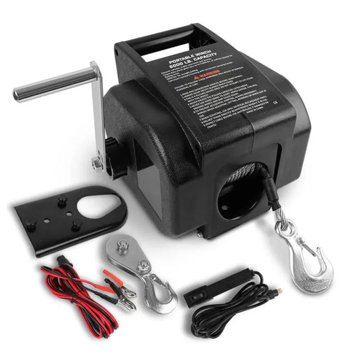 X - Bull 12V 5,000lb Portable Electric Boat Winch - Marine