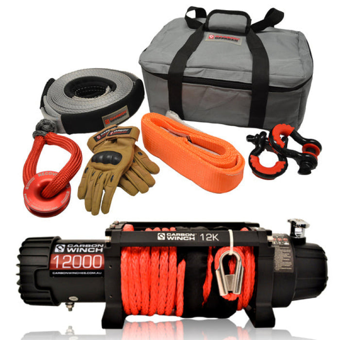 Carbon Offroad Scout Pro 12k 12000lb Winch Installation Bundle Kit - Electric Winch