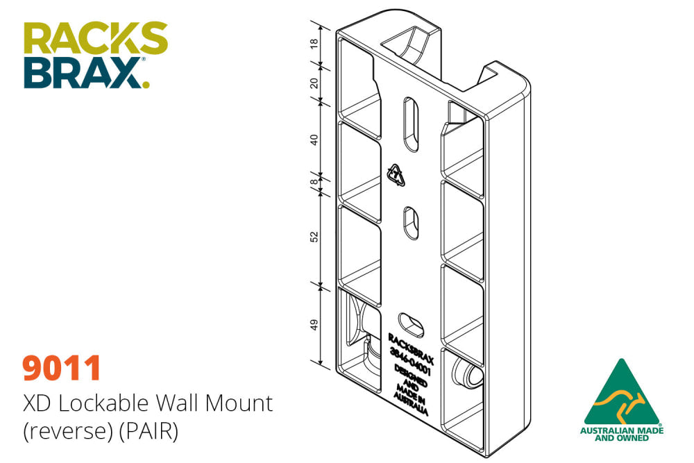 RacksBrax XD Lockable Wall Mount - PAIR (9011) - Brackets